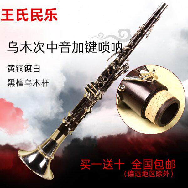 王氏民乐民族唢呐专业黑檀乌木次中音降B调精制加键唢呐演奏型