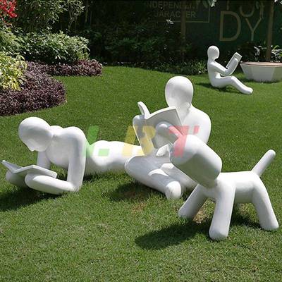 龙岗区力必特玻璃钢读书人物学校广场雕塑草坪户外校园文化景观