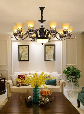 美式乡村吊灯简约餐厅卧室客厅吊灯欧式复古铁艺样板房LED吊灯具