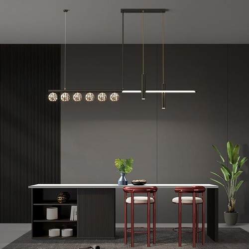 全铜餐厅灯现代简约轻奢北欧长条饭厅餐桌吧台吊灯创意设计师灯具