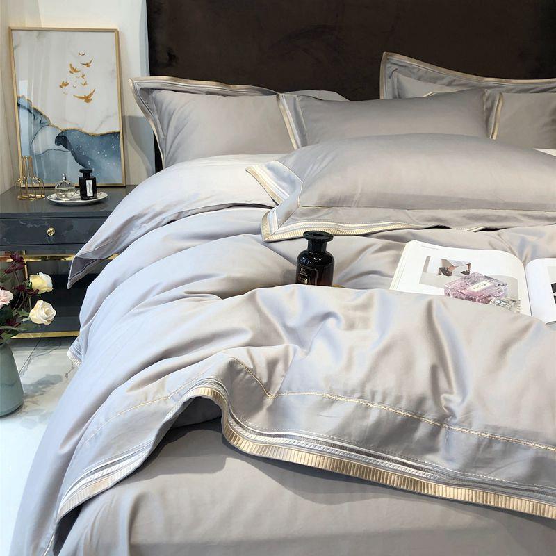 简约北欧140支长绒棉四件套纯棉全棉简约家纺单笠轻奢床上用品夏