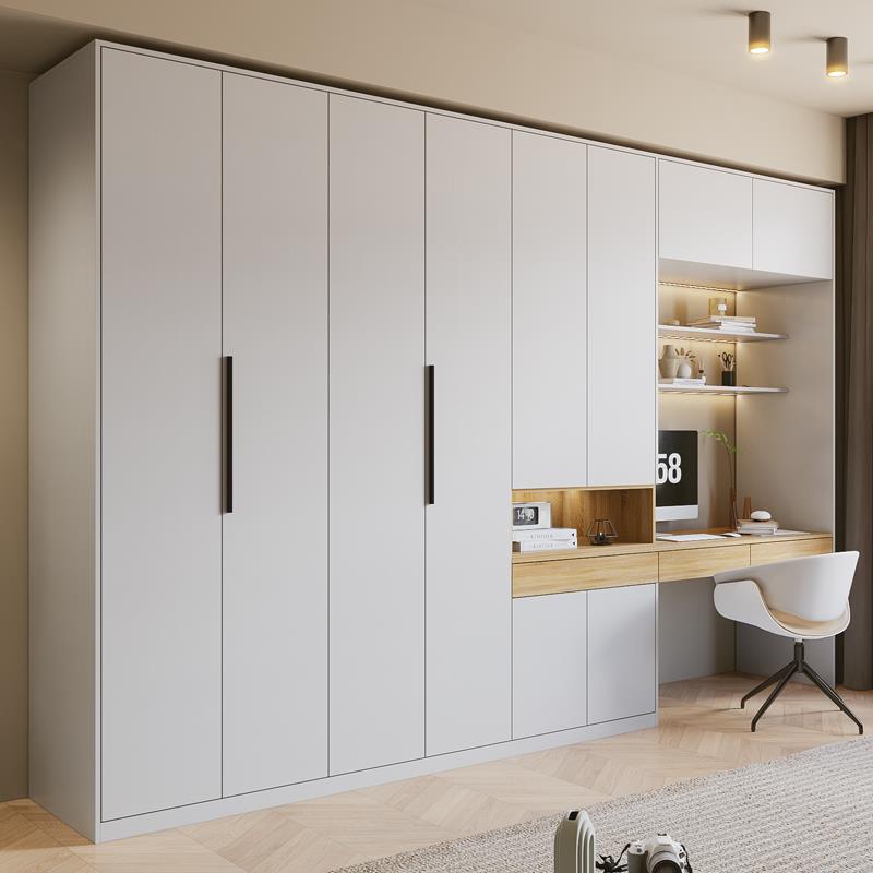 9W定制衣柜书桌一体家用卧室衣橱开放式现代简约收纳柜带梳妆台