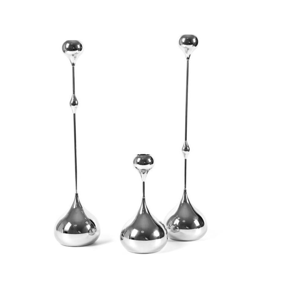 简约现代样板房餐厅桌面创意轻奢软装饰品欧式金属水滴蜡烛台摆件