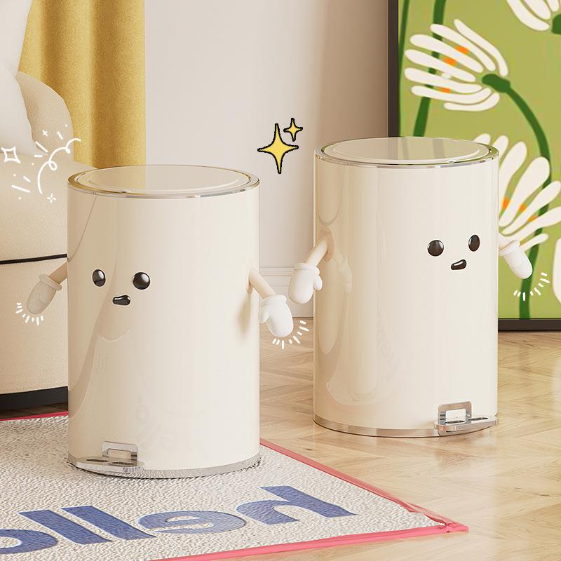 严选垃圾桶家用静音高级感卫生间厨房客厅免弯腰脚踏铁艺垃圾桶