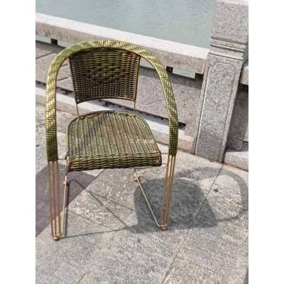 ft阳台户外仿藤椅单人靠背椅子实心钢筋休闲办公家用圆藤舒服弹跳