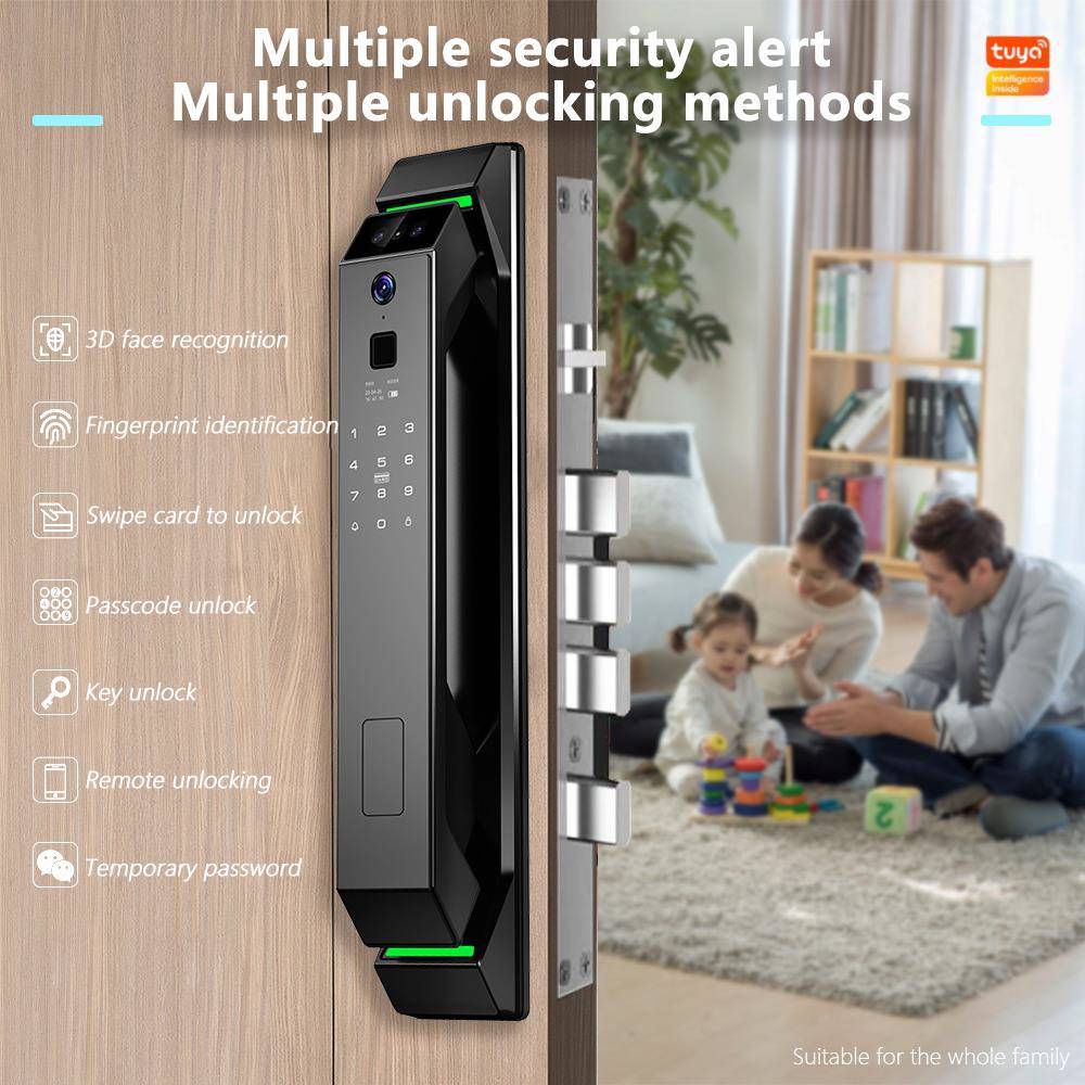 全自动指纹锁家用防盗门人脸识别智能门锁入户门电子密码锁工厂价