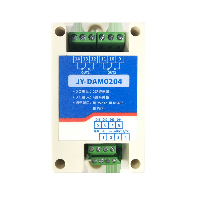 DAM0204Modbus-RTU4路开关量采集2继电器输出控制模块口罩机控制
