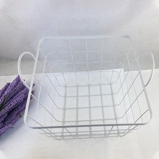 北欧铁丝网收纳筐 家用复古文艺杂物收纳编织 铁艺网格置物篮子