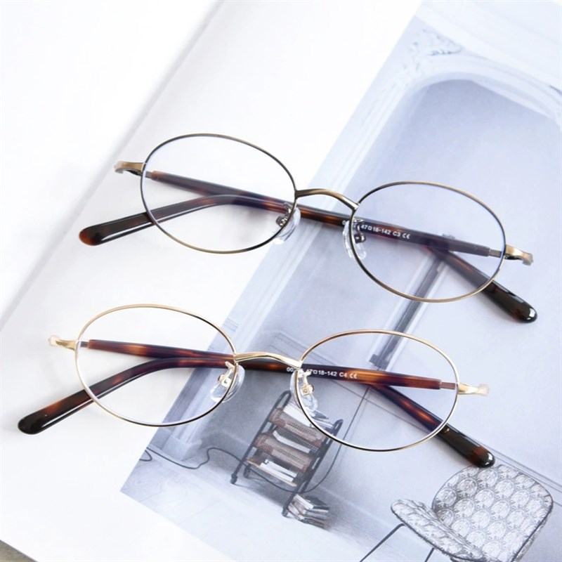 47mm复古小圆框文艺金属眼镜女可配近视度数防蓝光平光小脸镜架男