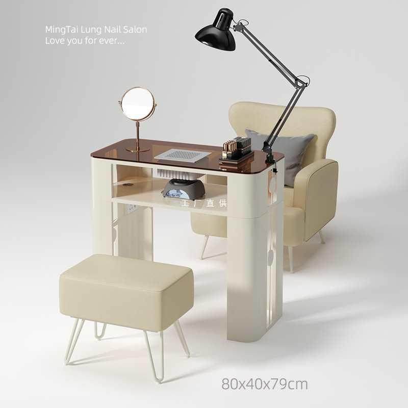 明泰隆玻璃美甲桌网红修甲台桌椅套装奶油风简约美甲店桌子,收纳整理,烫衣板及配件,淘宝优惠券,粉丝福利购,淘宝优惠卷