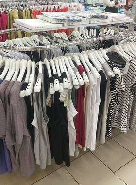 cs新款女装服装店衣架展示架双杠圆形中岛落地式童装货架陈列架带