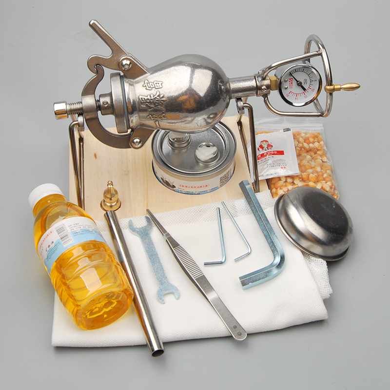 200ML迷你爆米花机老式粮食放大器复古手摇家用304不锈钢爆米花机