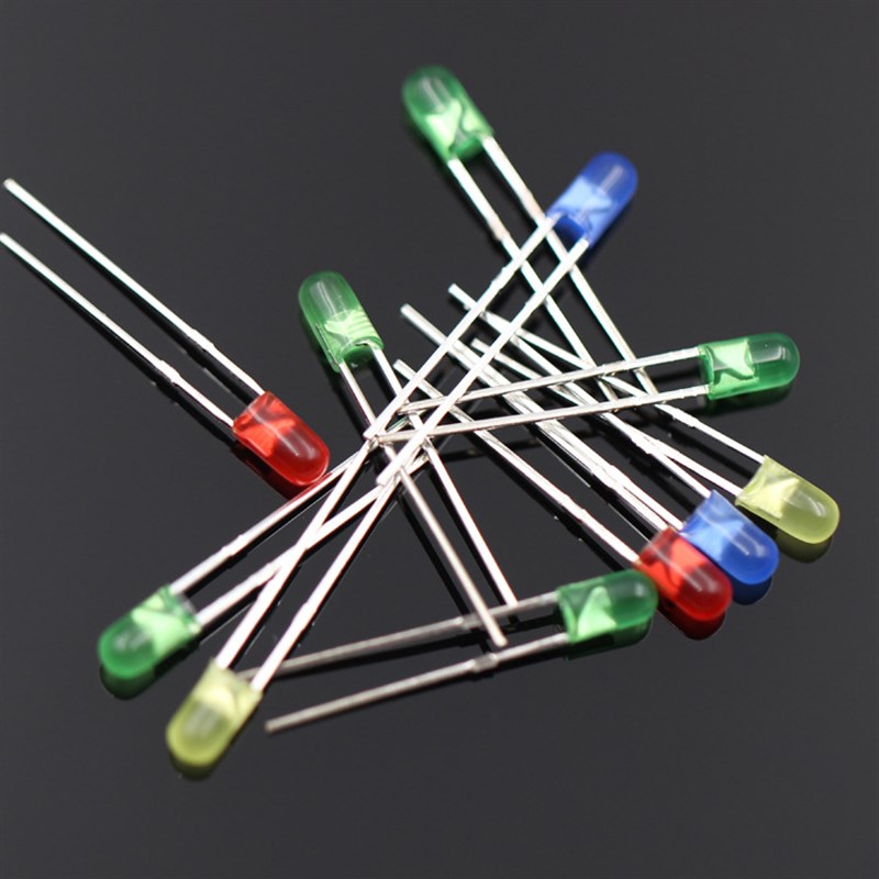 3MM/5MM 无边LED灯珠白发红绿黄色直插F3高亮发光二极管小灯泡