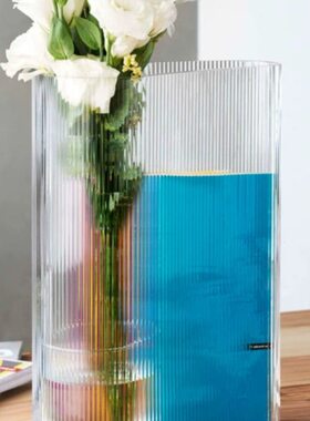 土耳其nude水纹无铅水晶玻璃花瓶湖泊花插简约花器花盆H38cm进口