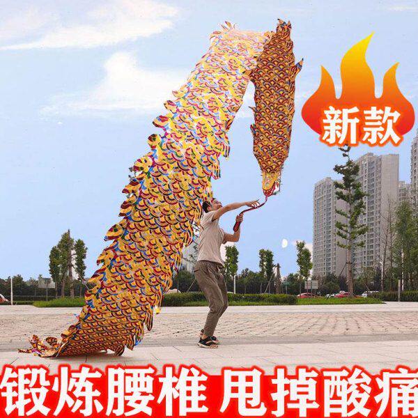 广场舞龙多款健身龙带甩彩带中老年运动单人耍甩龙头飘带烫金绸子
