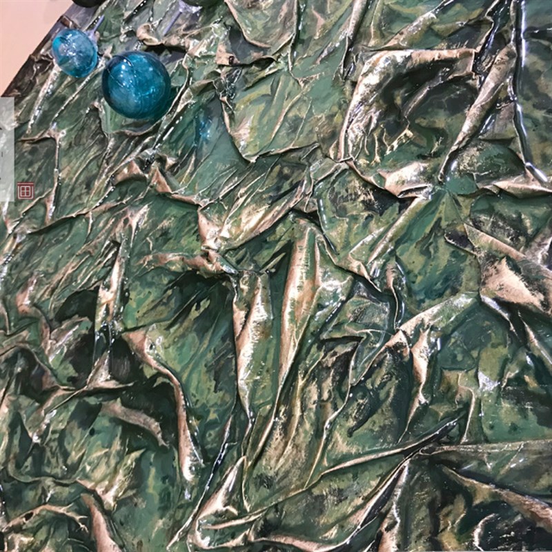 立体手绘肌理圆球玻璃球装饰画售楼部样板间挂画酒店会所大堂墙饰图片