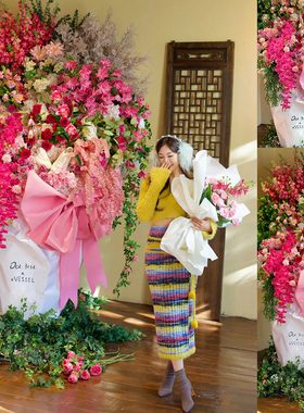 爆花筒 超大玫瑰花束店铺美陈列装饰网红打卡点橱窗布置商场活动