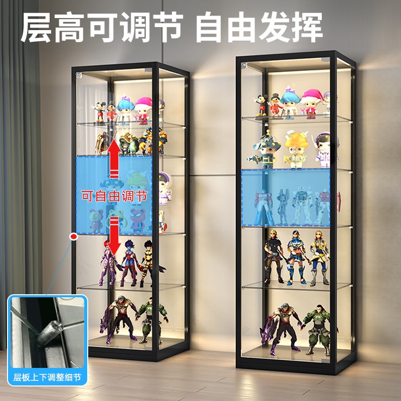 中伟手办柜模型展示柜透明玻璃柜玩具置物柜藏品储物柜酒柜陈列柜