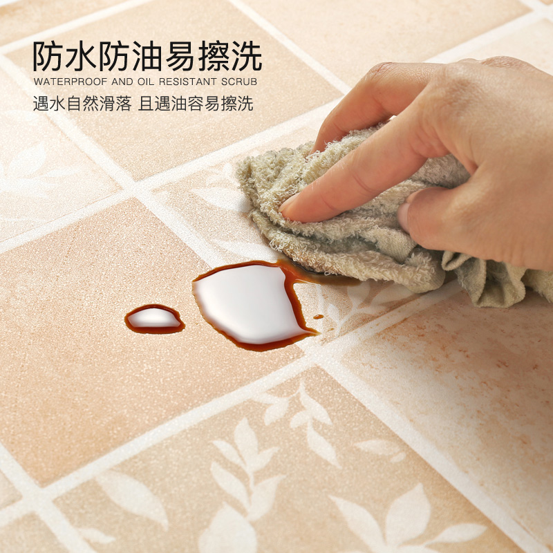 厨房贴纸防水防油自粘墙纸耐高温墙贴墙壁装饰柜灶台用加厚瓷砖贴