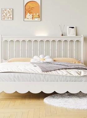 北欧白色全实木床现代简约奶油风1米5单双人床主卧小户型储物婚床