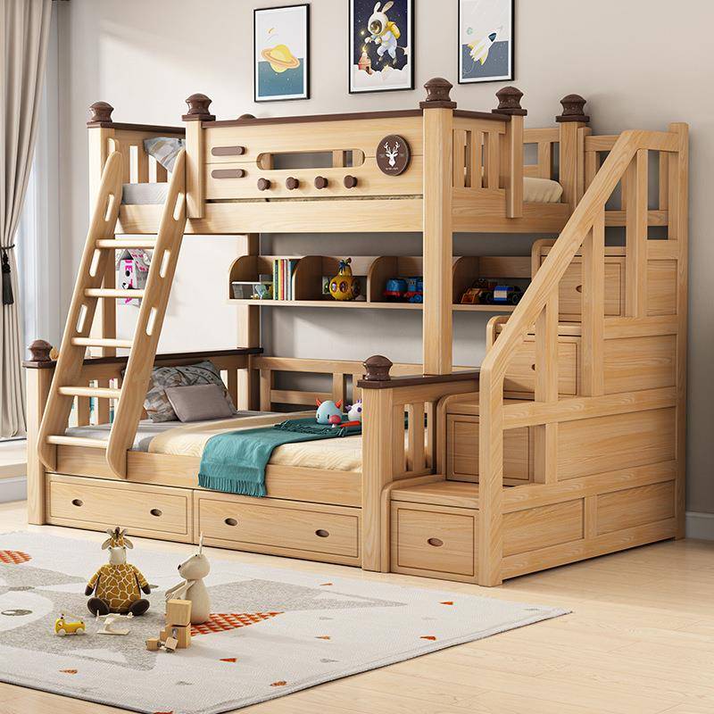 榉木上下床双层床全实木儿童床高低床小户型子母床上下铺木床