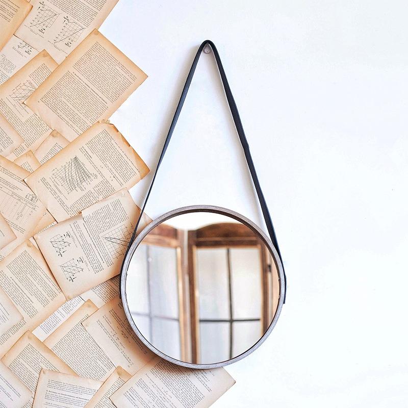 JK慕晨家北欧轻奢简约木质几何图案皮绳挂镜墙饰创意几何图案客