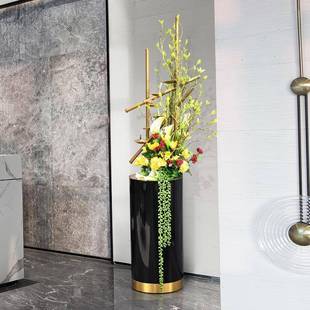 新中式店铺开业送礼仿真插花喷泉室内客厅装饰循环流水落地摆件