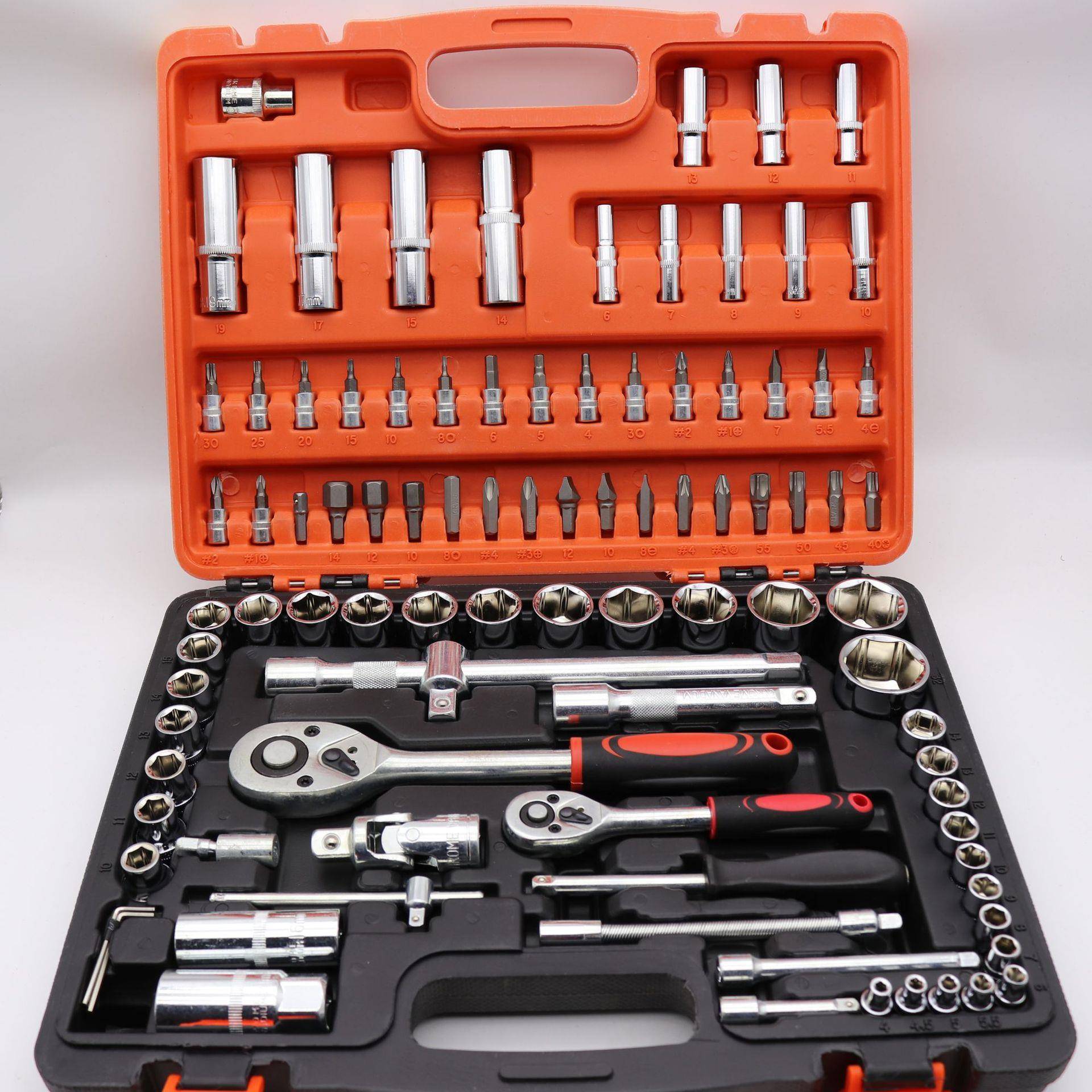 现货汽修工具套筒汽配工具箱套装94件套车载应急工具