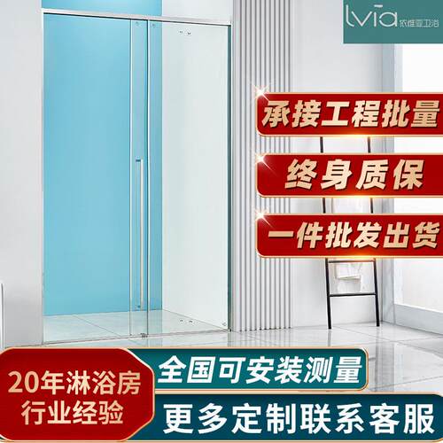 极简现代移门淋浴房一字型移门淋浴房家用卫生间干湿分离移门