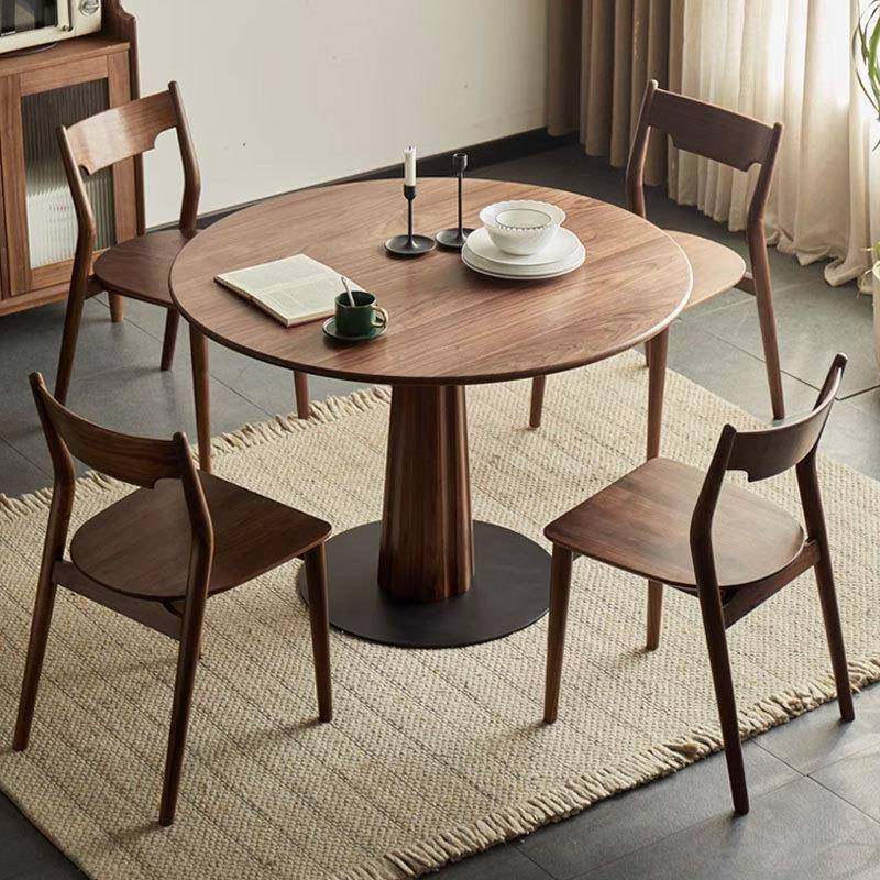 北美黑胡桃木实木圆形餐桌现代简约樱桃木原木餐厅家具天尺吃圆桌