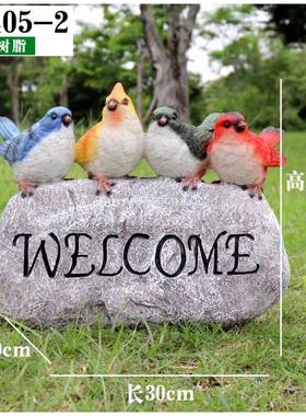 户外仿真动物欢迎牌迎宾摆件创意花园别墅庭院工艺品景观石头摆件