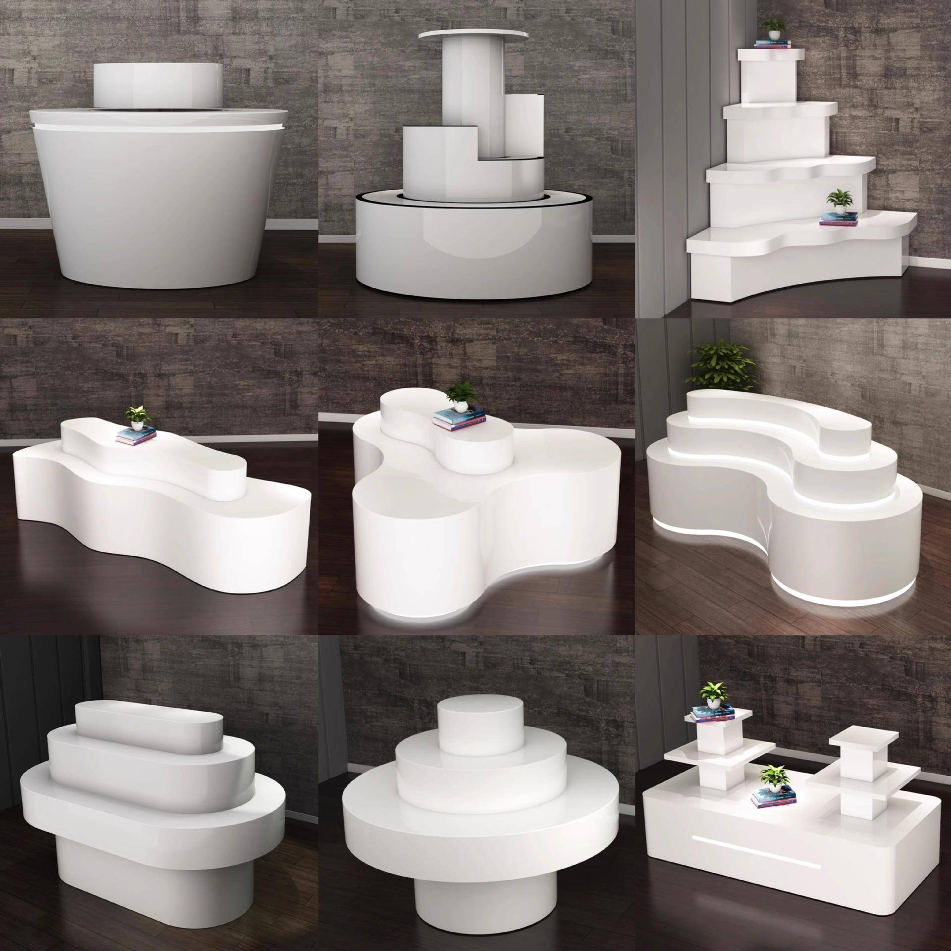 烤漆展台中岛柜公司产品展馆展示架圆形发光展示台异形陈列展