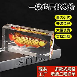 创意动物彩印水晶砖居家玄关造景动物玻璃砖桌面装饰工艺品摆件