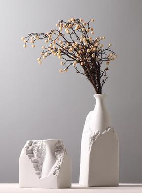欧式简约白色花瓶样板房陶瓷插花装饰品创意个性摆件台面桌面布置