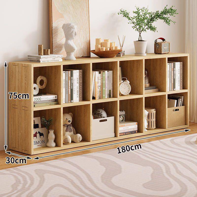 实木书架落地靠墙幼儿园收纳柜实木书柜客厅储物置物架家用格子柜