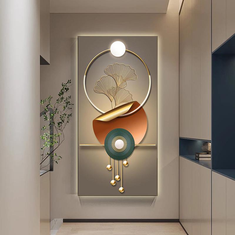 入户玄关装饰画正对门走廊过道简约轻奢壁画现代玄关晶瓷竖版挂画