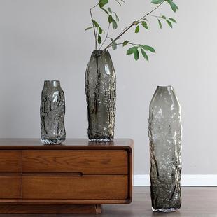 怡露工艺现代简约高大玻璃花瓶艺术摆件插花水培软装家居落地花器