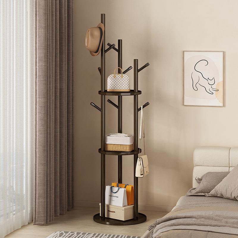 实木旋转衣帽架落地衣架卧室家用置物架立式衣服架子客厅挂衣架子