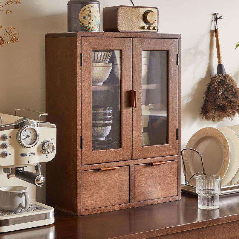 桌面实木收纳柜台面置物架客厅玄关多层杂物柜卧室家用储物柜子