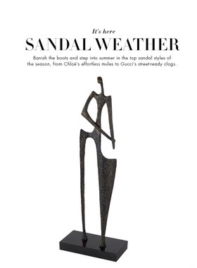 现代简约黑色抽象人物雕塑摆件样板房售楼处别墅书柜X玄关软装饰