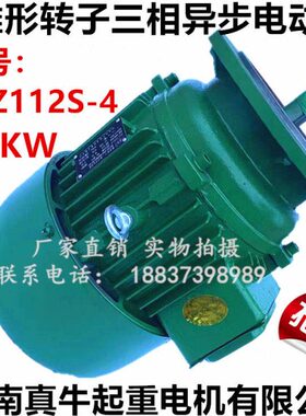 河南真牛起重锥形转子三相异步电动YEZ112S-4 3.0/4.5/7.5/2.2KW