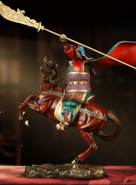《无往不胜》铜关公摆件武财神骑马关羽公司办公室开业礼品