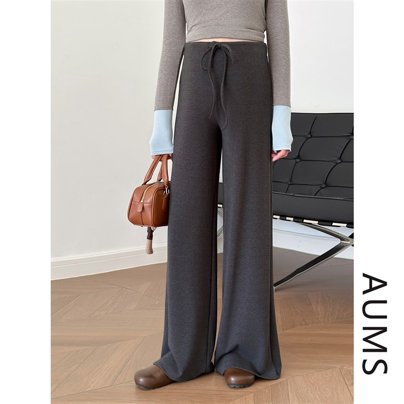 无托腹软糯孕妇喇叭裤子春夏季2025新款黑灰色垂感显瘦针织阔腿裤