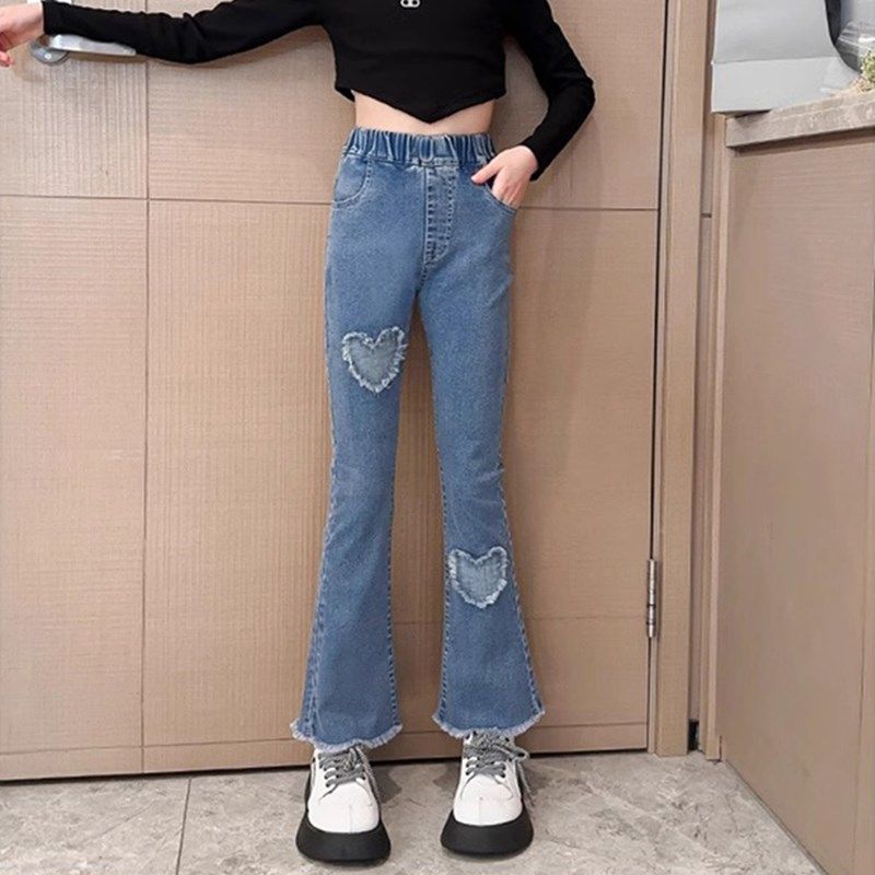 童装女童牛仔裤春秋新款弹力中大童韩版宝宝洋派女孩喇叭裤子