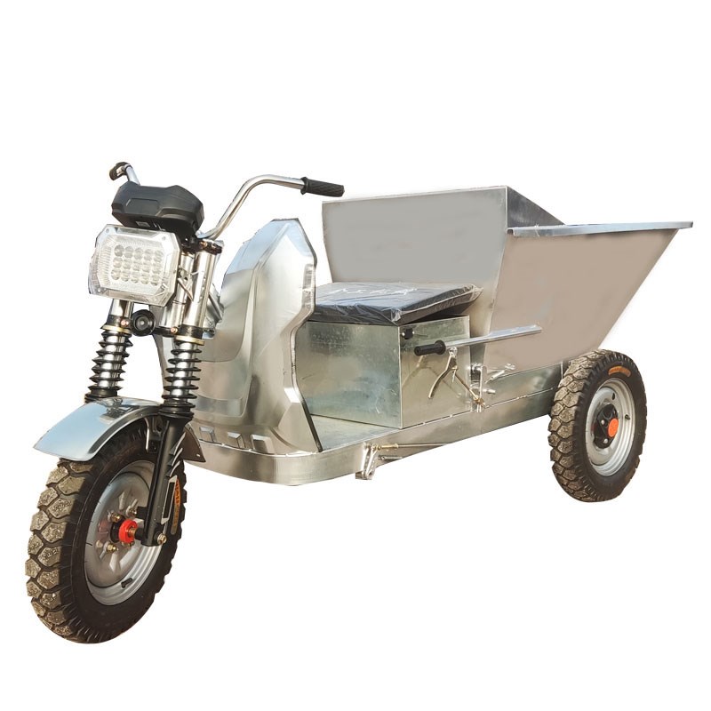 工地电动三轮车拉砖灰土料农用养殖清洁拉粪车不锈钢手动自卸翻斗
