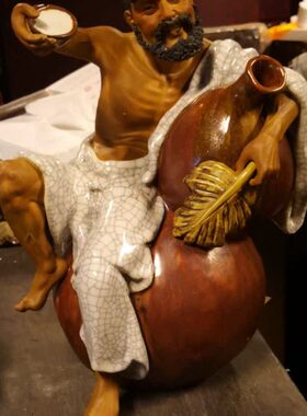 石湾陶瓷济公活佛罗汉精品饮酒济公中式家居门客厅会所喜庆装饰