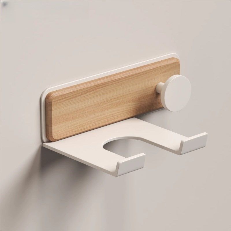 胡桃木原木吹风机支架置物架卫生间浴室洗漱台壁挂免打孔挂架适用