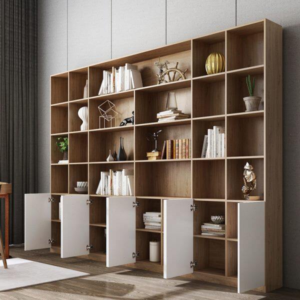 北欧整面墙大书柜到顶简约现代客厅背景墙落地展示柜陈列柜置物架