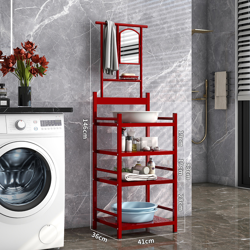 老式落地家用农村多功能脸盆洗脸洗手架子卫生间简W约面盆架带镜