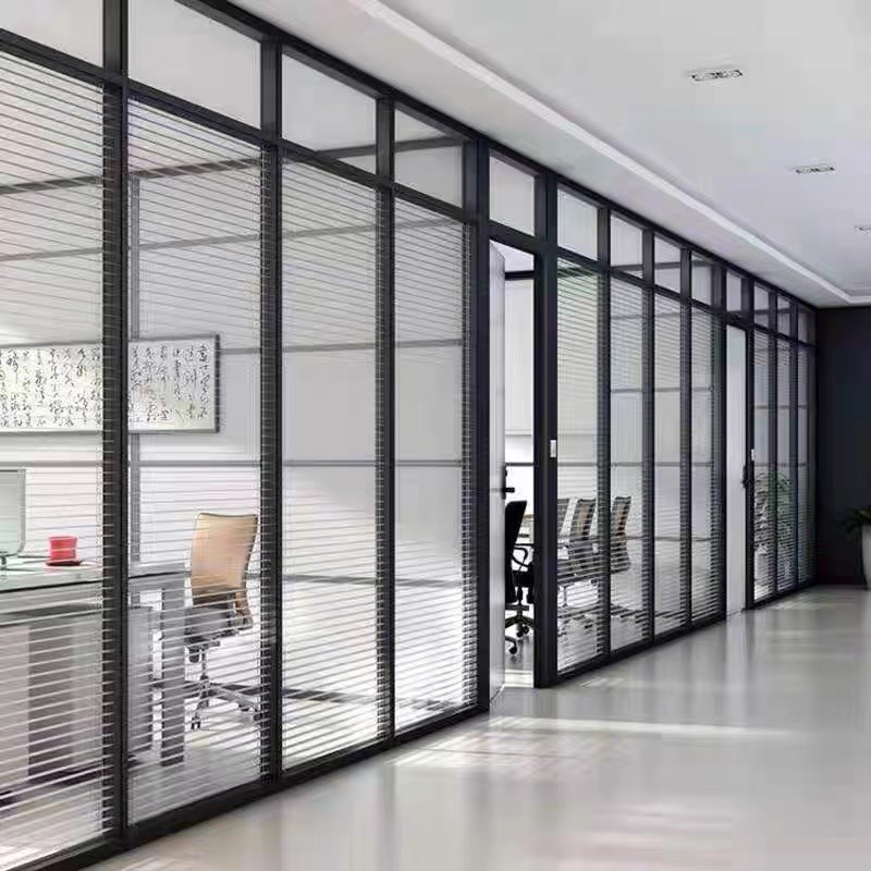 南京办公室玻璃隔断m墙钢化玻璃铝合金双玻百叶隔音隔间高隔墙定